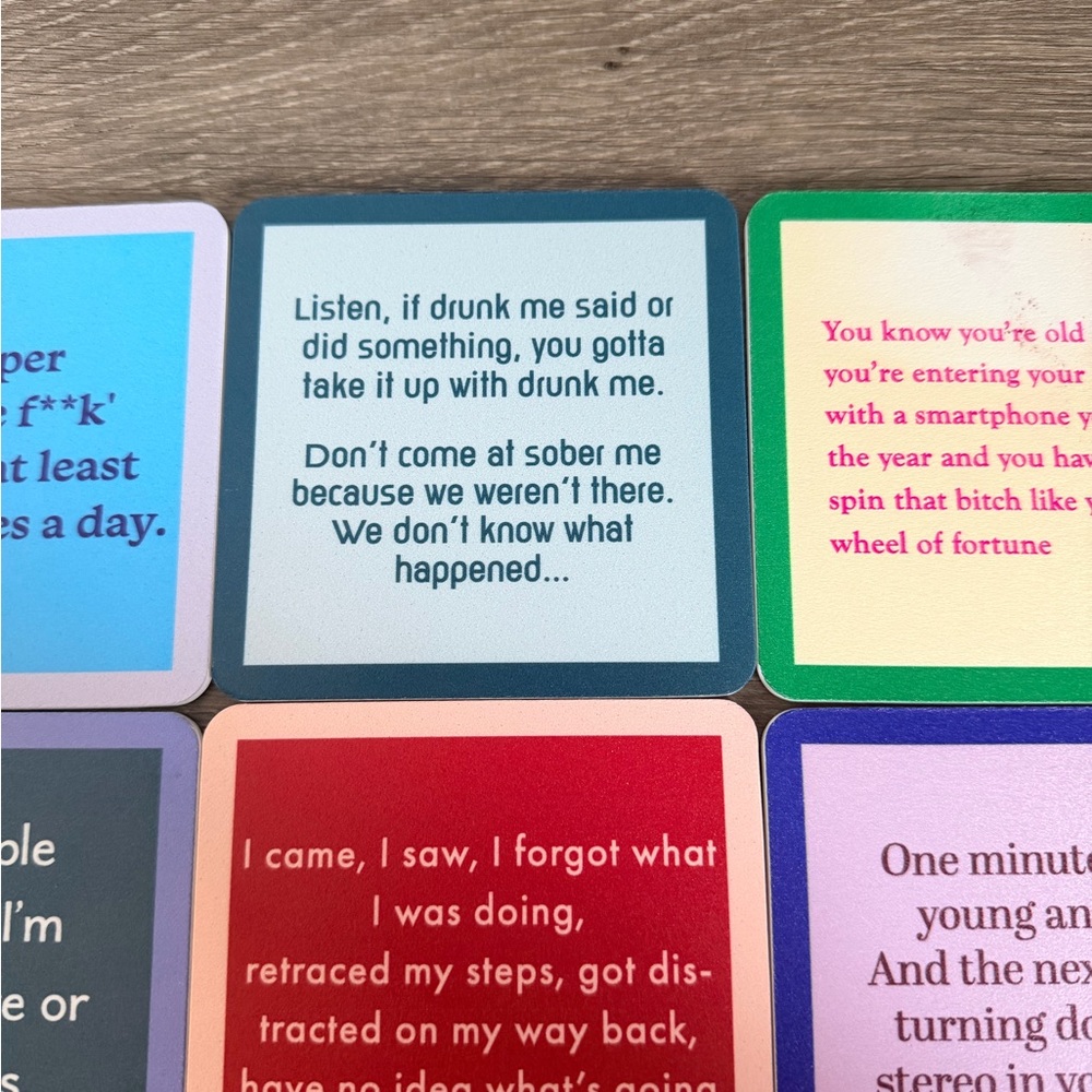 Humorous Quote Coasters Set — Multi-Color Decorative Coasters - Picture 3 of 15